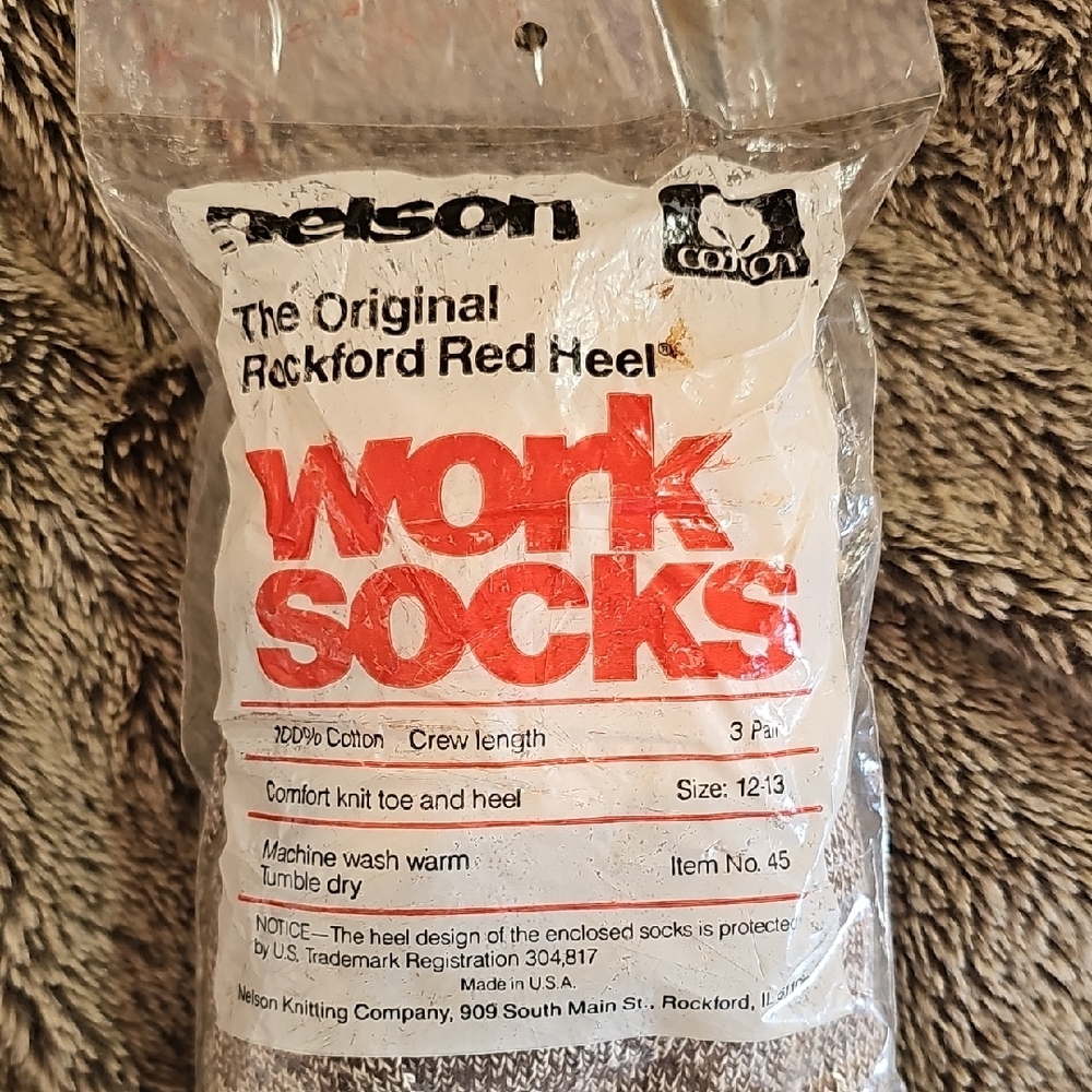 Vintage Rockford Red Heel Socks 3 Pair Crew Length Size 12-13. - Picture 2 of 3